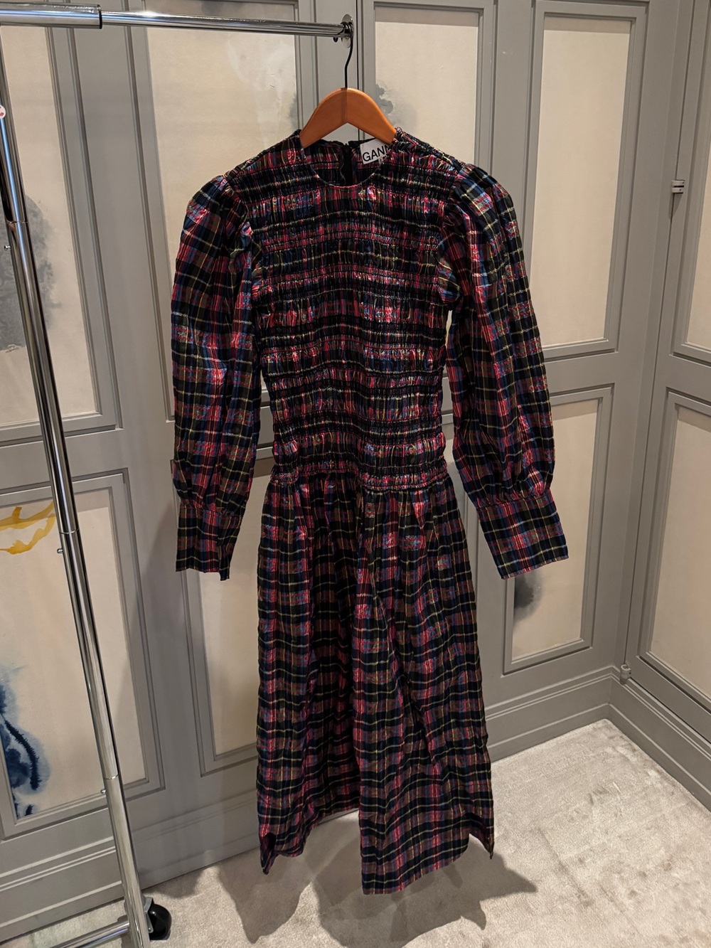 GANNI Plaid Dress